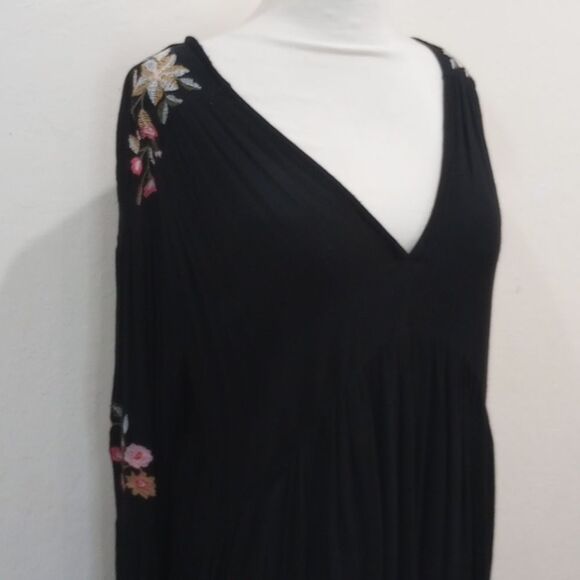 Free People Te Amo Black Embroidered Floral Boho Mini  Dress, Size M - Picture 7 of 16